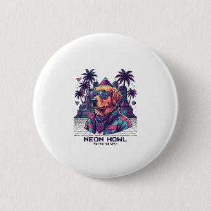 Badge Rond 5 Cm Lunettes de soleil pour chien rétro Neon Howl K9 U
