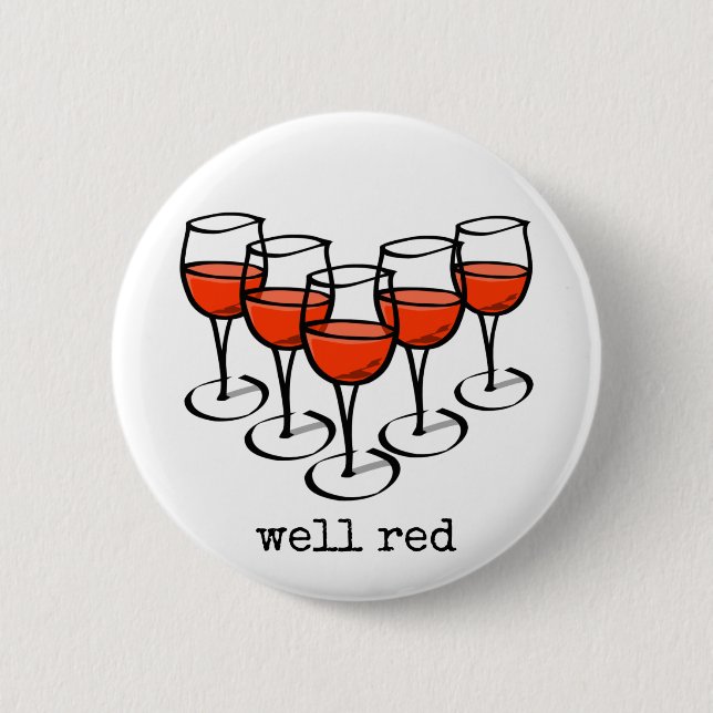 Badge Rond 5 Cm Lunettes de vin de dessin bien Red Winery Humour (Devant)