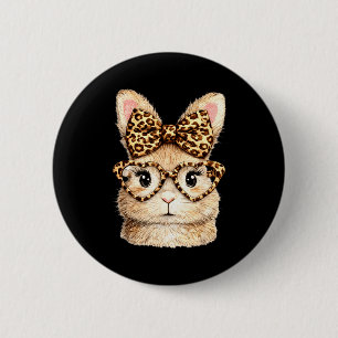 Badge Rond 5 Cm lunettes de visage de lapin drôle bandana léopard