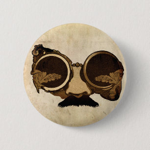 Badge Rond 5 Cm Lunettes et moustache de Steampunk