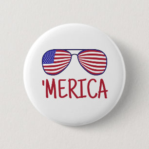 Badge Rond 5 Cm Lunettes 'Merica 4 juillet