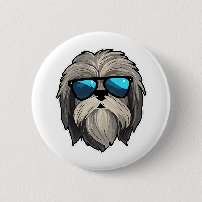 Badge Rond 5 Cm Lunettes sobres Lhasa Apso Classic T-shirt (Devant)