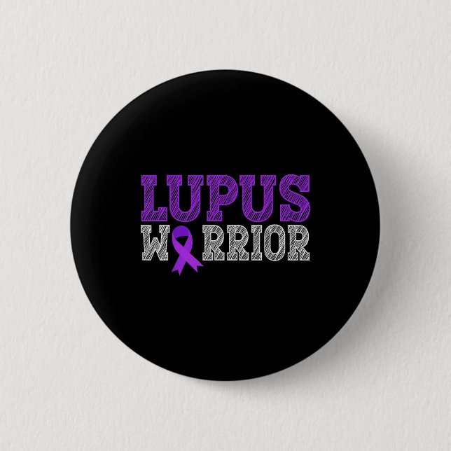 Badge Rond 5 Cm Lupus Guerrier violet Ribbon Lupus Mois de sensibi (Devant)