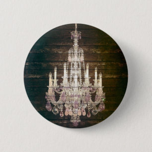 Badge Rond 5 Cm Lustre français pourpre en bois de grange rustiqu