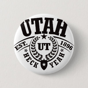 Badge Rond 5 Cm L'Utah, estacade à claire-voie ouais, est. 1896