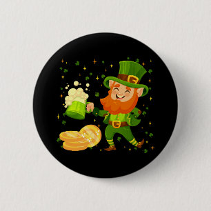 Badge Rond 5 Cm Lutin buvant de la bière St. Patrick's Day