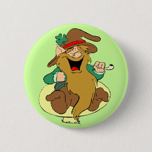Badge Rond 5 Cm Lutin sur un bouton de champignon