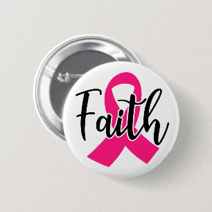 Badge Rond 5 Cm Lutte contre le cancer du sein Faith au ruban rose