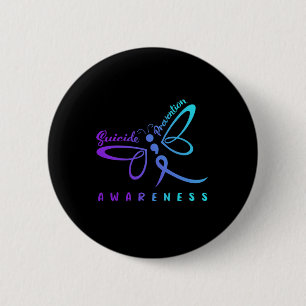 Badge Rond 5 Cm Lutte Contre Le Suicide De La libellule Rose Et Le