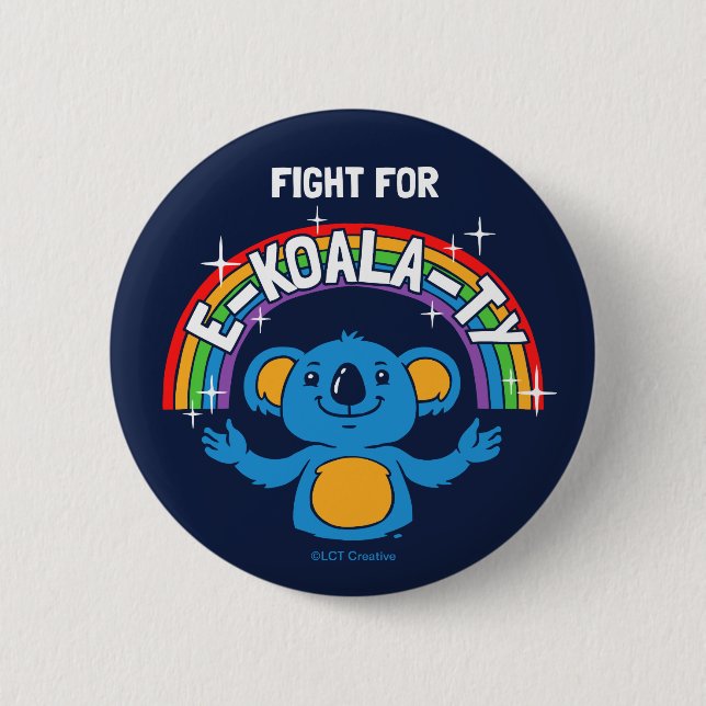 Badge Rond 5 Cm Lutte Pour E-Koala-Ty (Devant)