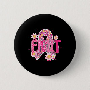 Badge Rond 5 Cm Lutter Contre Le Cancer Du Sein Ruban Rose Pour Le