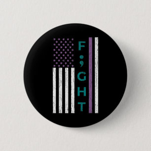 Badge Rond 5 Cm Lutter contre le semicolon Drapeau Sensibilisation