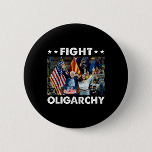 Badge Rond 5 Cm Lutter Contre L'Oligarchie Bernie Sanders Et Aoc N