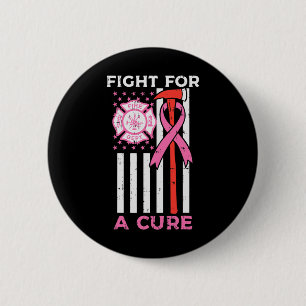Badge Rond 5 Cm Lutter Pour Un Pompier En Cure US Drapeau Cancer D
