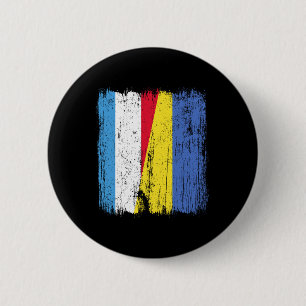 Badge Rond 5 Cm Luxembourg Ukraine Demi-drapeau Luxembourgeois Ukr