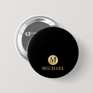 Badge Rond 5 Cm Luxury Black and Gold Personalized Monogram