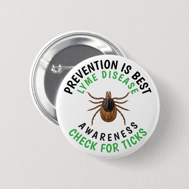 Badge Rond 5 Cm Lyme Disease Awareness | Deer Tick  (Devant & derrière)