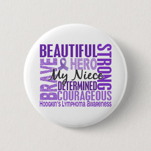Badge Rond 5 Cm Lymphome carré de Hodgkins de nièce d'hommage