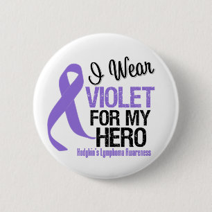 Badge Rond 5 Cm Lymphome violet de Hodgkins de ruban de héros