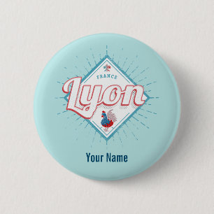 Badge Rond 5 Cm Lyon ville France roster rétro souvenir vintage