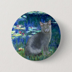Badge Rond 5 Cm Lys 5 - Russe Bleu chat 2
