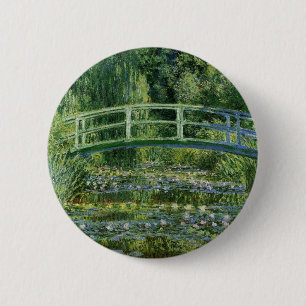 Badge Rond 5 Cm Lys à eau Claude Monet et pont japonais