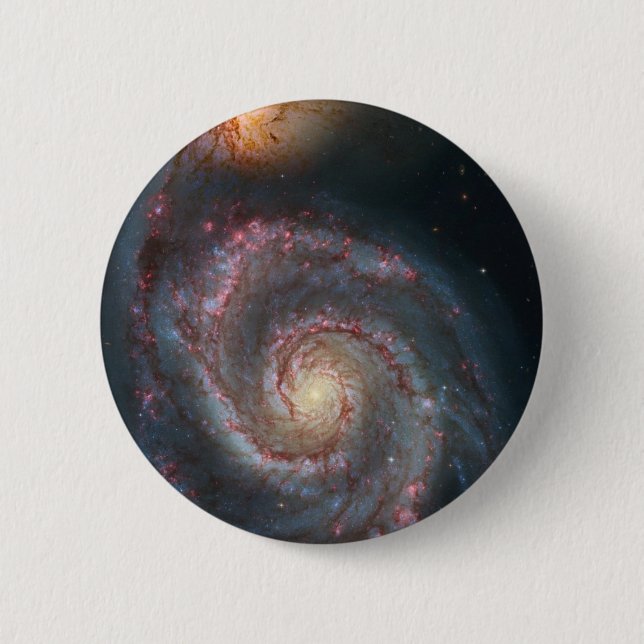 Badge Rond 5 Cm M51 Whirlpool Spiral Galaxy NASA (Devant)