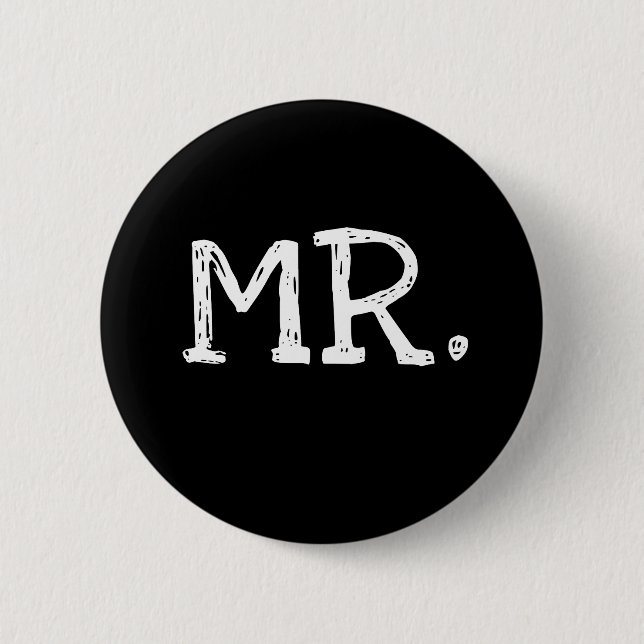 Badge Rond 5 Cm M. blanc des textes de marié (Devant)