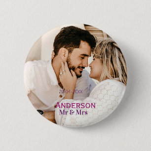 Badge Rond 5 Cm M. et Mme ajoutent la photo de la date de mariage 