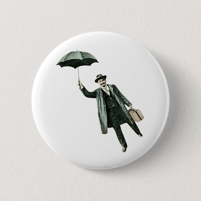 Badge Rond 5 Cm M. Magic et son parapluie volant (Devant)