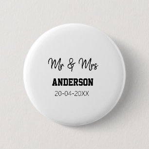 Badge Rond 5 Cm M & Mme ajoutent le nom de famille date année cade