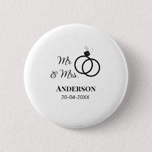 Badge Rond 5 Cm M & Mme ajoutent le nom de famille date année cade