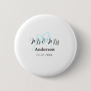 Badge Rond 5 Cm M & Mme ajoutent le nom de famille date année mari