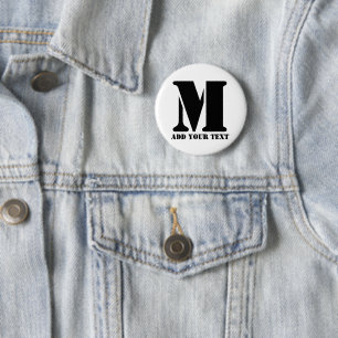Badge Rond 5 Cm M Monogramme Simple Moderne Minimaliste Personnali