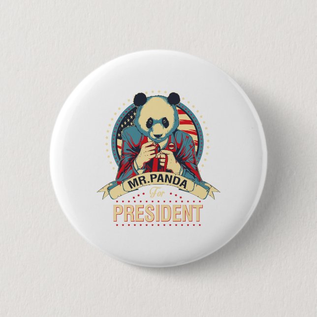Badge Rond 5 Cm m. panda pour président (Devant)