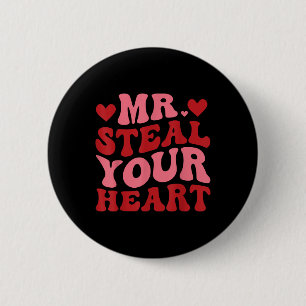 Badge Rond 5 Cm M. Steal Your Heart Retro Valentines Day