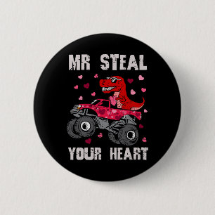 Badge Rond 5 Cm M. Vole ton cœur Dinosaure Monster Truck T Rex