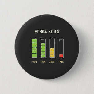 Badge Rond 5 Cm Ma batterie sociale introvertit l'Humour social