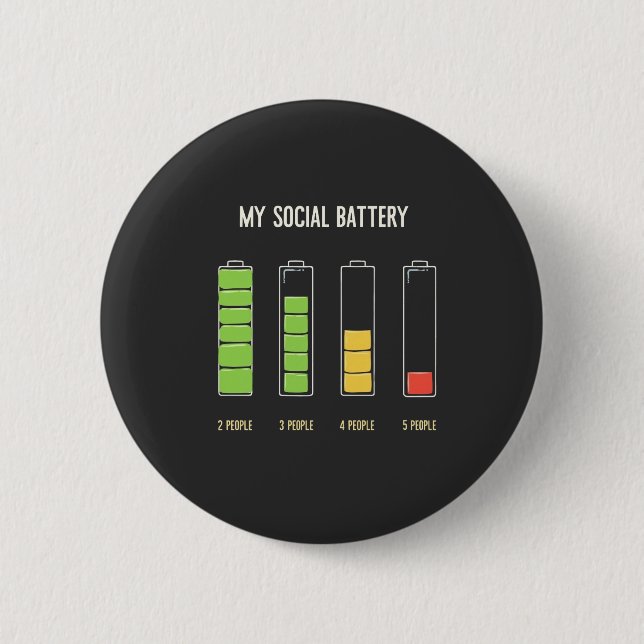 Badge Rond 5 Cm Ma batterie sociale introvertit l'Humour social (Devant)