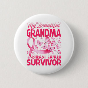 Badge Rond 5 Cm Ma belle grand-mère Survivante du cancer du sein