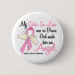 Badge Rond 5 Cm Ma belle-soeur est un cancer du sein de l'ange 2