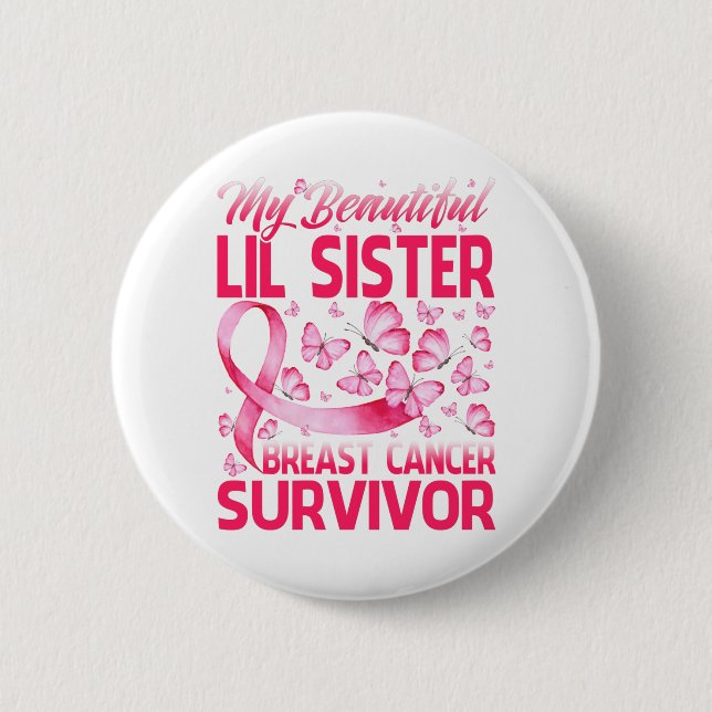 Badge Rond 5 Cm Ma belle soeur Lil Survivor du cancer du sein (Devant)