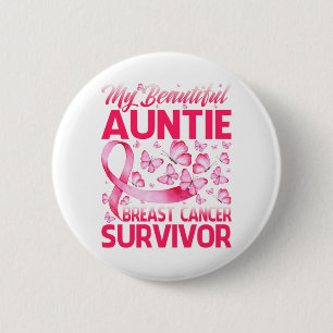 Badge Rond 5 Cm Ma belle tante Cancer du sein Survivor Butterf
