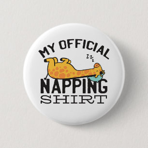 Badge Rond 5 Cm Ma chemise officielle de sieste - Girafe fainéant 