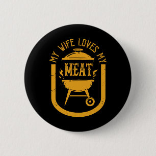 Badge Rond 5 Cm Ma Femme Aime Mes Viandes Drôle Pun Grillant Bbq L