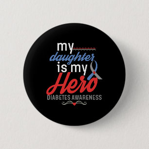 Badge Rond 5 Cm Ma fille est un héros Mon diabète Sensibilisation