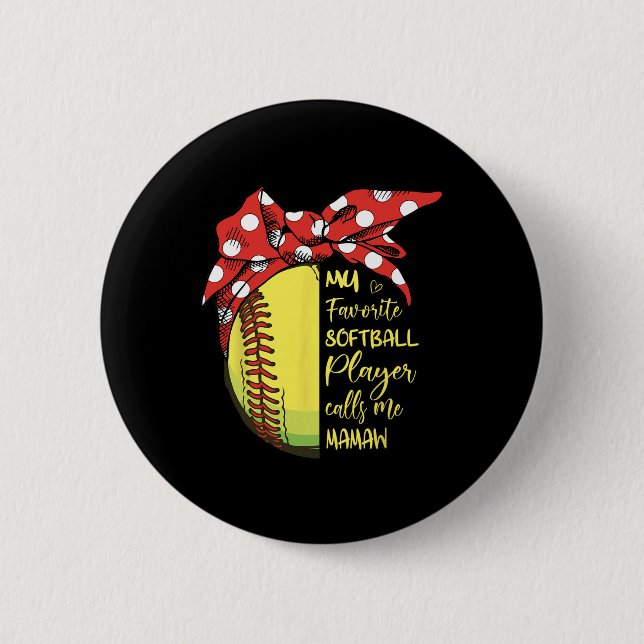 Badge Rond 5 Cm Ma joueuse de softball préférée m'appelle Mamaw Fe (Devant)