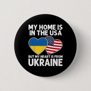 Badge Rond 5 Cm Ma Maison Usa Mon Cœur Ukraine Drapeau de Fierté A
