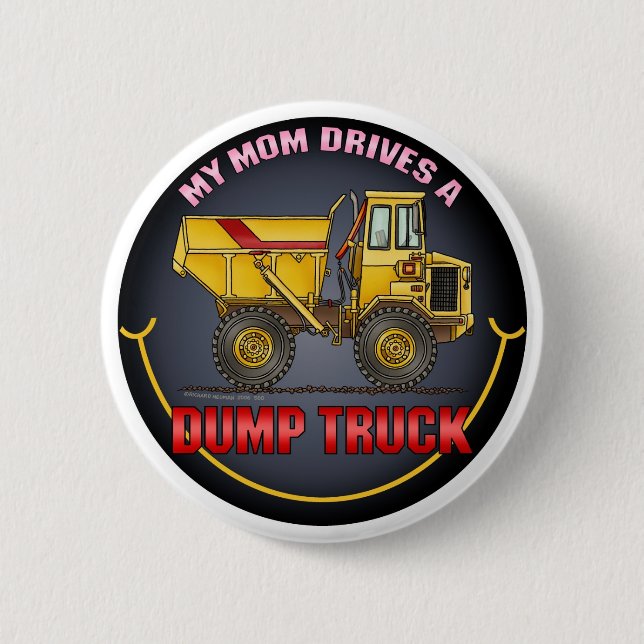 Badge Rond 5 Cm Ma maman conduit un grand Pin de bouton de camion (Devant)