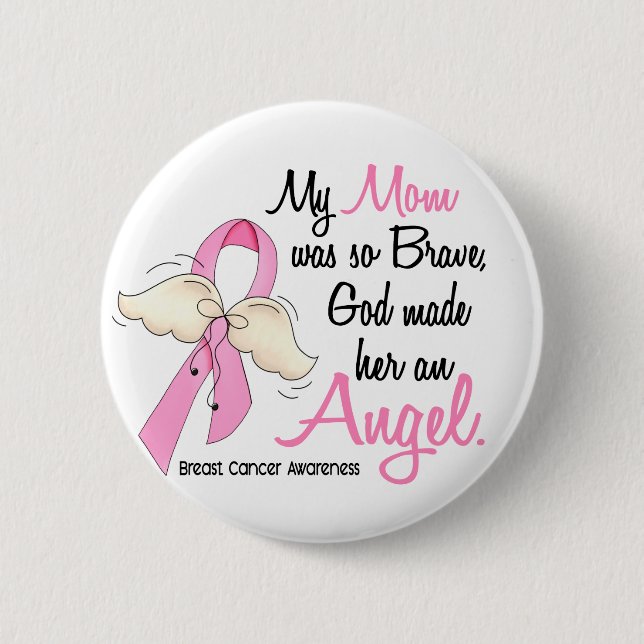 Badge Rond 5 Cm Ma maman est un cancer du sein de l'ange 2 (Devant)